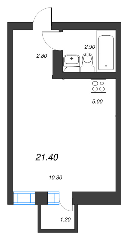 Студия 21,4 м²