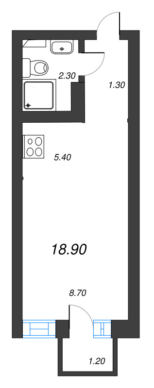 Студия 18,1 м²
