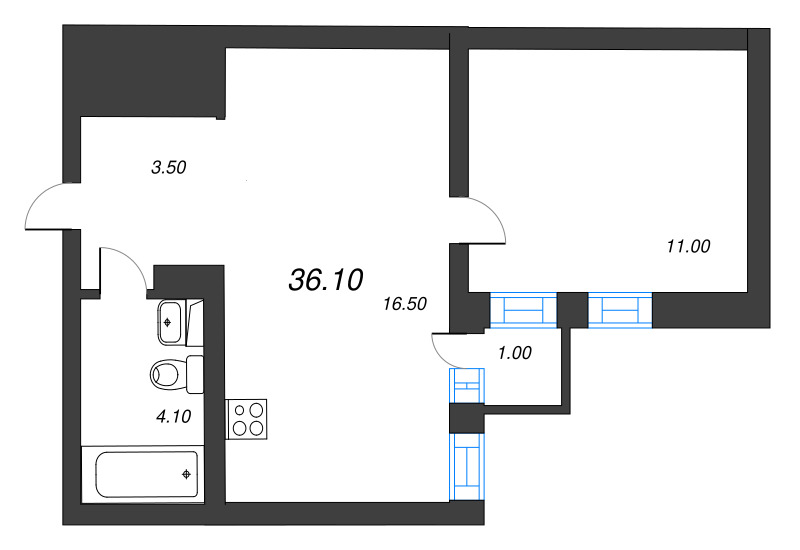 2 ккв (Евро) 35,4 м²
