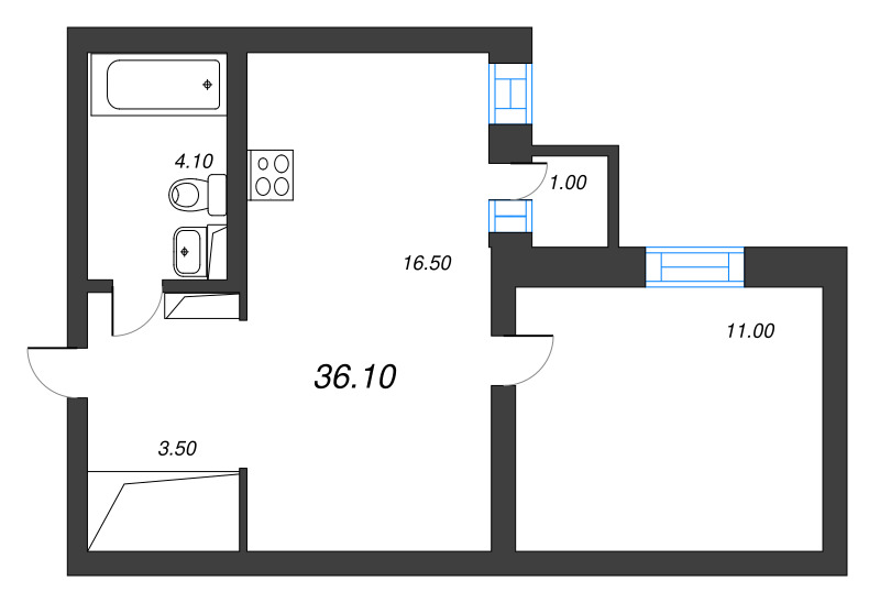 2 ккв (Евро) 35,4 м²