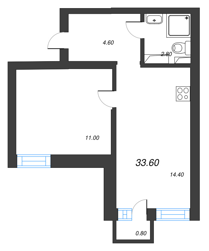1 ккв 33 м²