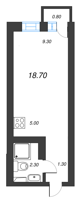Студия 18,1 м²