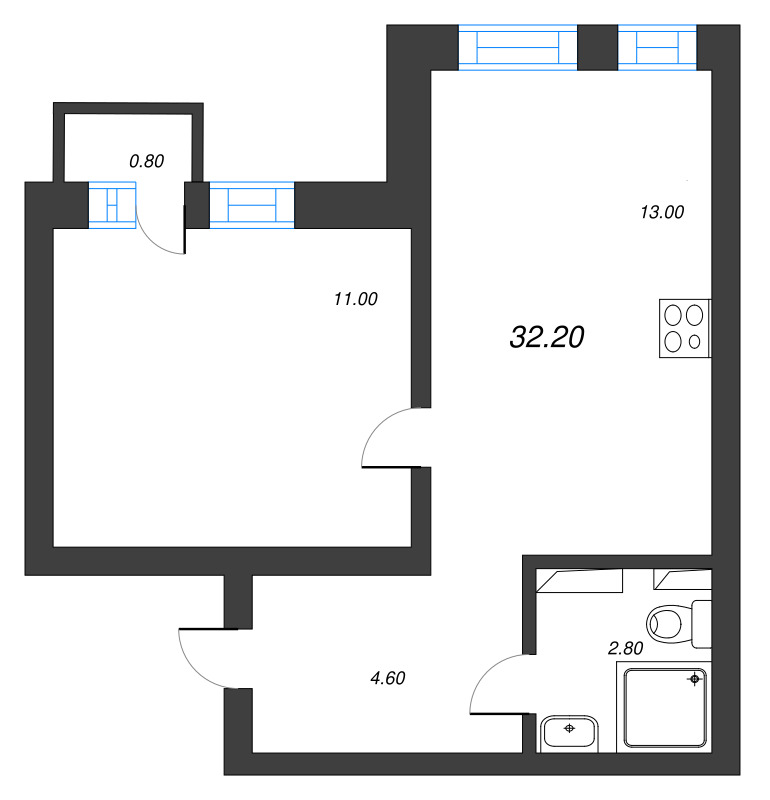 1 ккв 31,6 м²