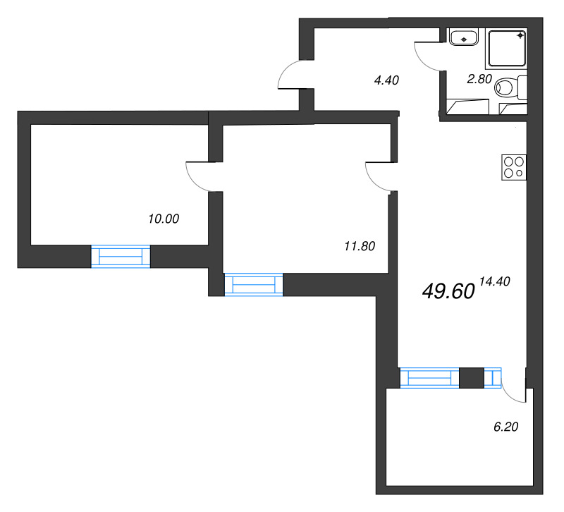 2 ккв 45,3 м²