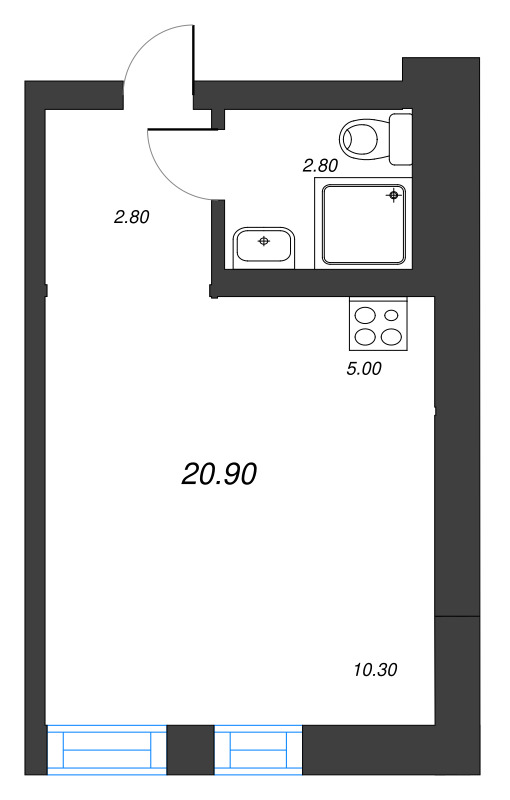 Студия 20,9 м²
