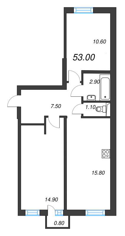 3 ккв (Евро) 53 м²