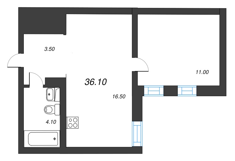 2 ккв (Евро) 35,1 м²