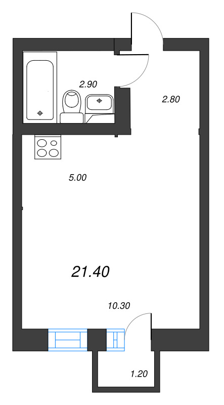 Студия 21,4 м²
