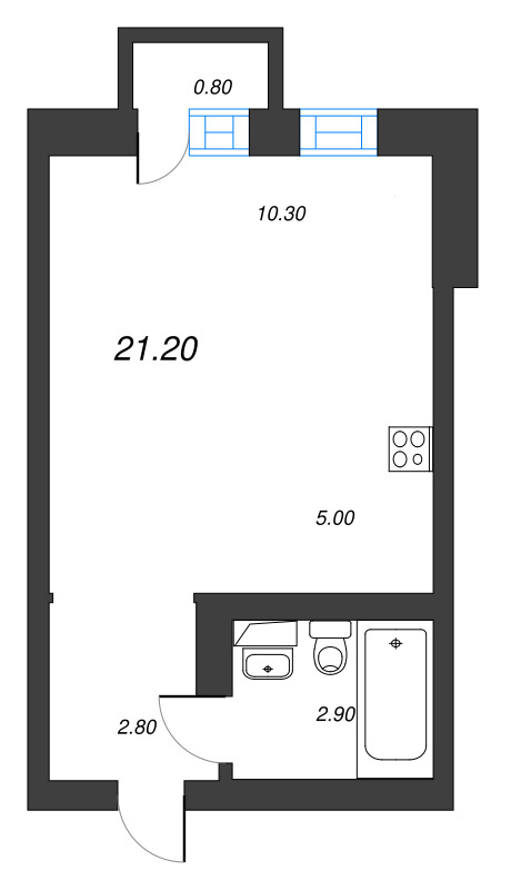 Студия 21,2 м²