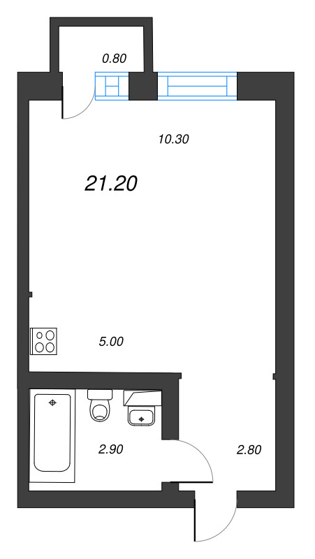 Студия 21,2 м²