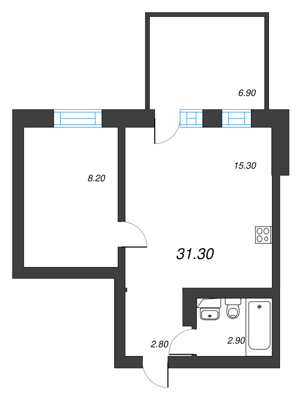 2 ккв (Евро) 31,3 м²