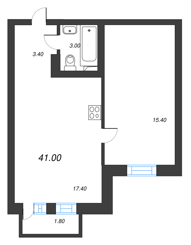 2 ккв (Евро) 39,7 м²