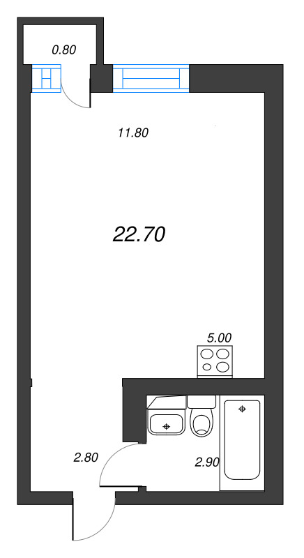Студия 22,7 м²