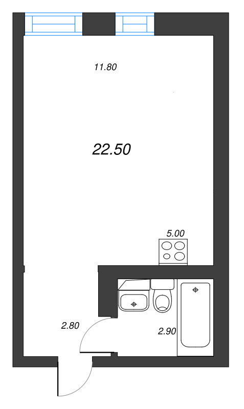 Студия 22,5 м²