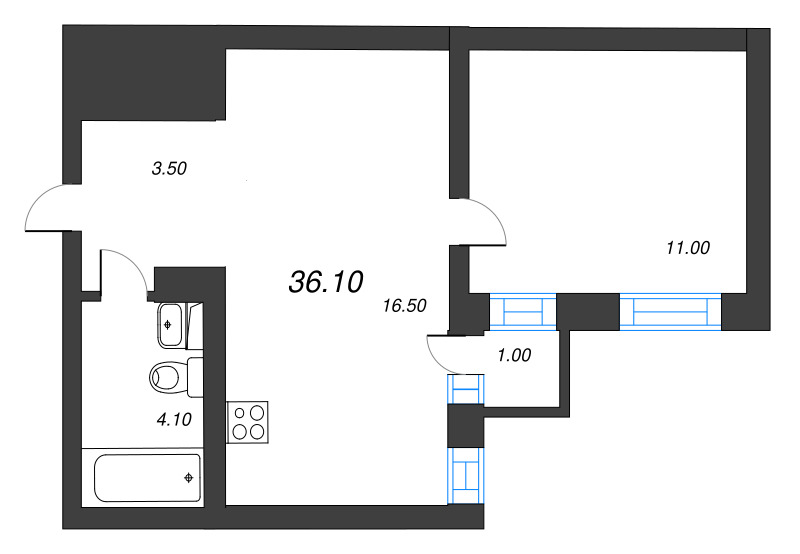 2 ккв (Евро) 35,4 м²