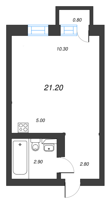 Студия 21,2 м²