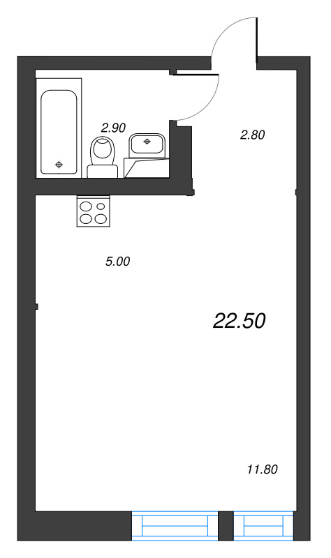 Студия 22,5 м²