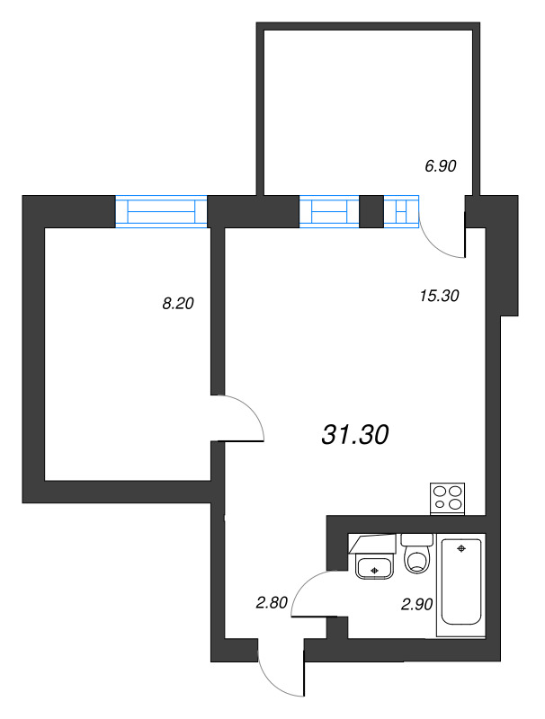 2 ккв (Евро) 31,3 м²