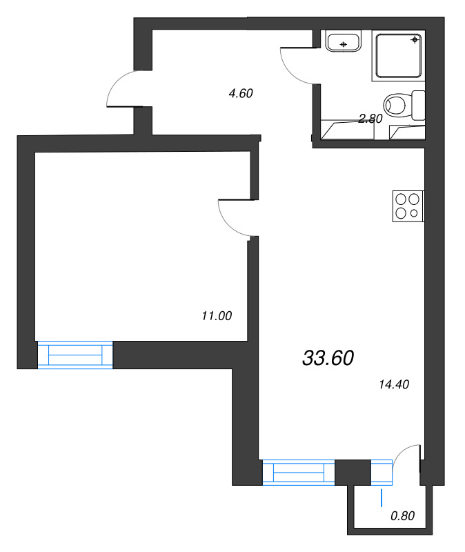 1 ккв 33 м²