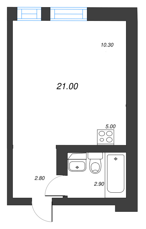 Студия 21 м²