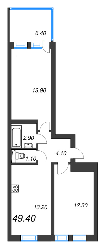 2 ккв 49,4 м²