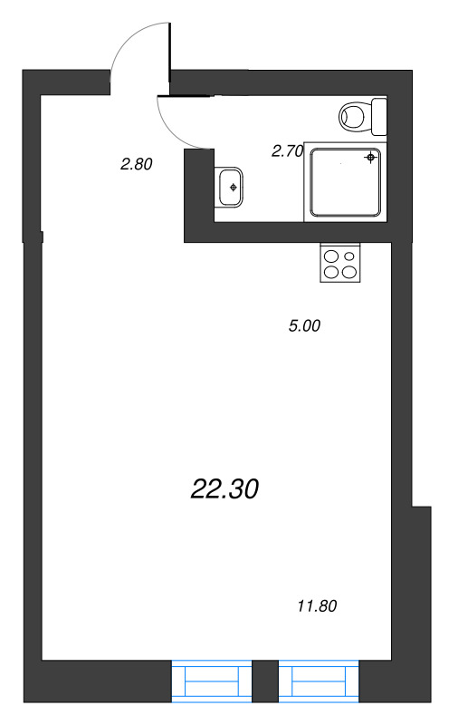 Студия 22,3 м²