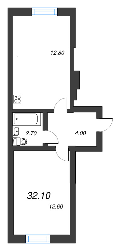 1 ккв 32,1 м²