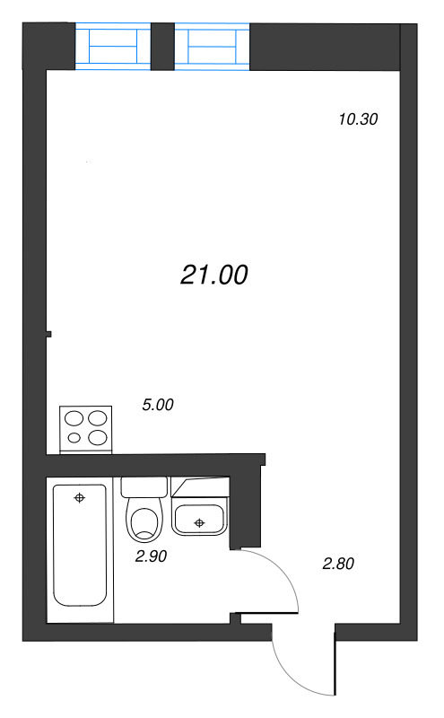Студия 21 м²