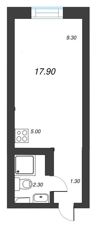 Студия 17,9 м²