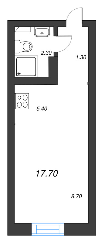 Студия 17,7 м²