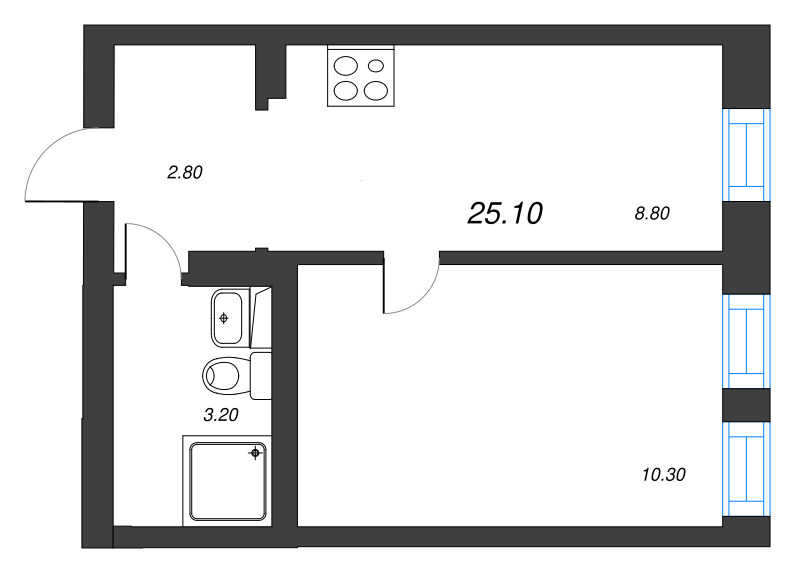1 ккв 25,1 м²