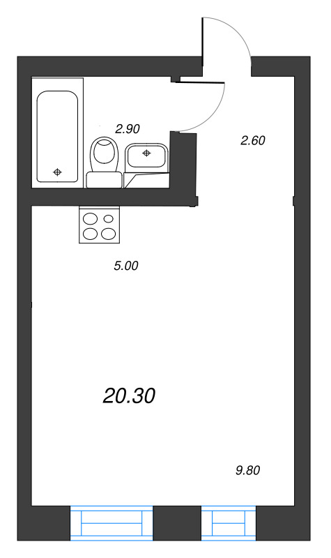 Студия 20,3 м²