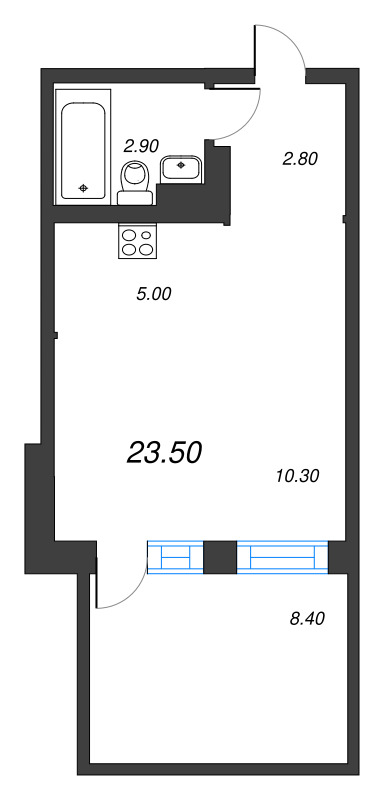 Студия 23,5 м²
