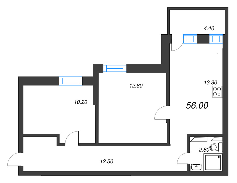 2 ккв 52,9 м²