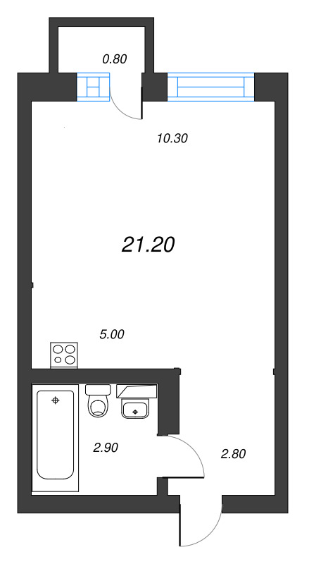 Студия 21,2 м²