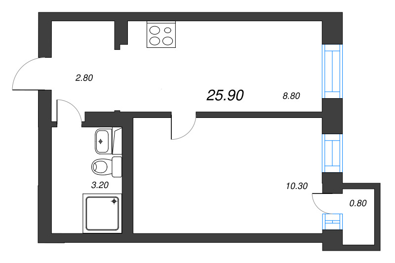1 ккв 25,3 м²