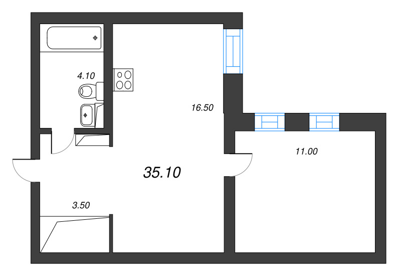 2 ккв (Евро) 35,1 м²