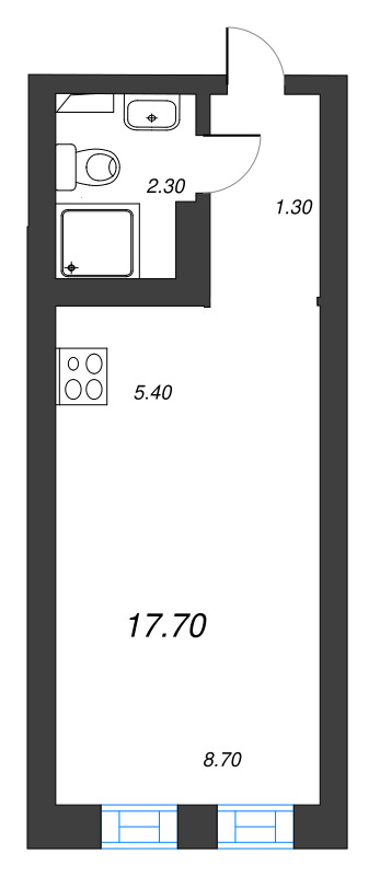 Студия 17,7 м²