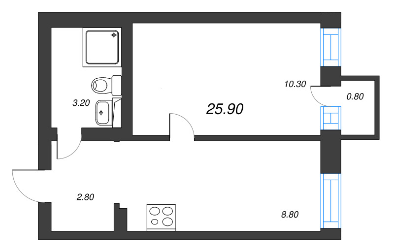 1 ккв 25,3 м²