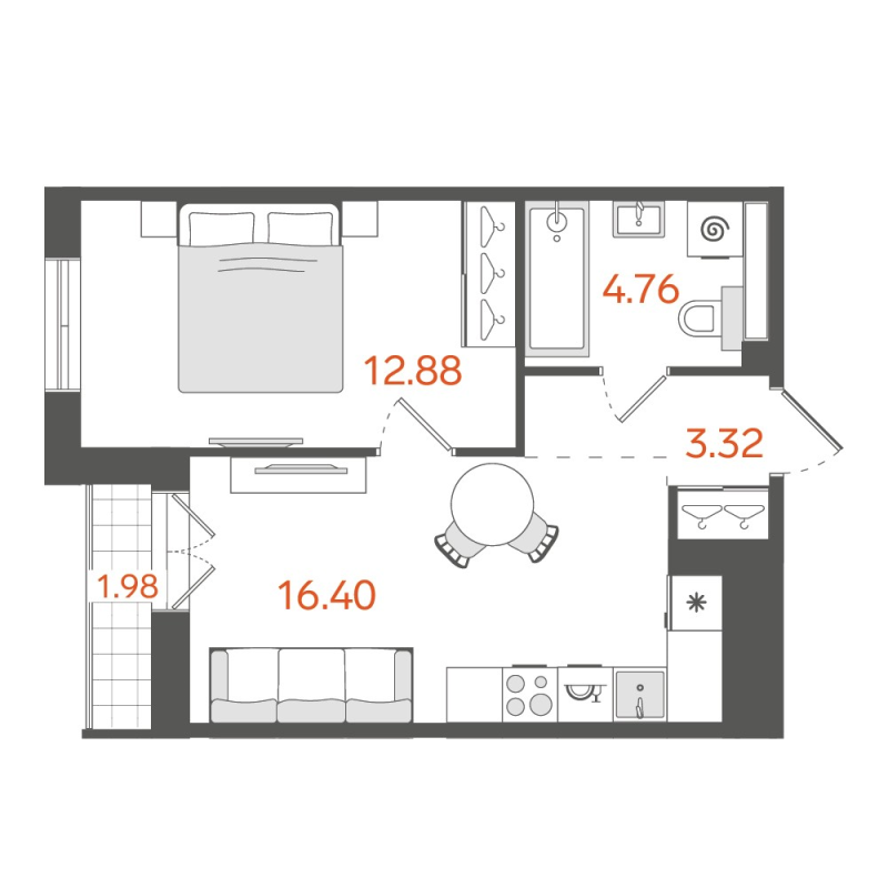 2 ккв (Евро) 38,2 м²