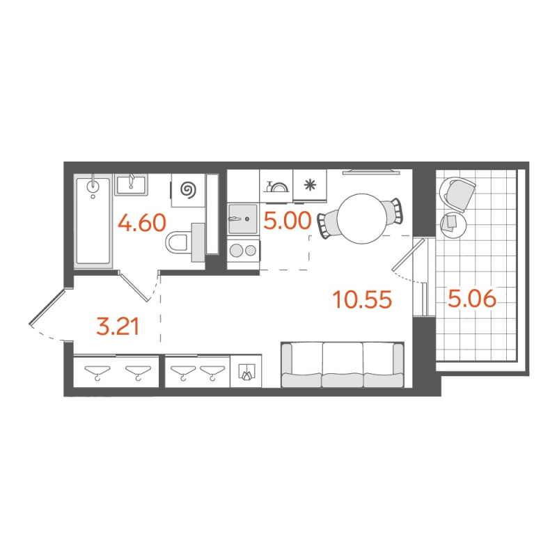 Студия 24,8 м²