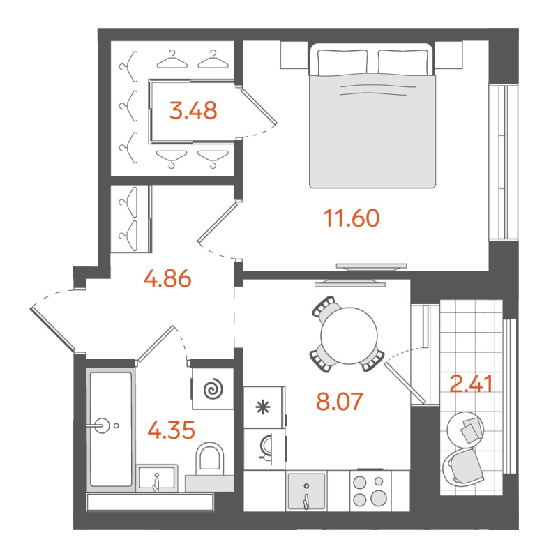1 ккв 33,3 м²