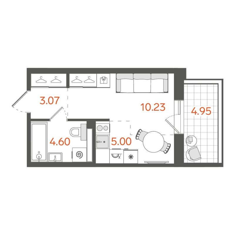 Студия 24,3 м²