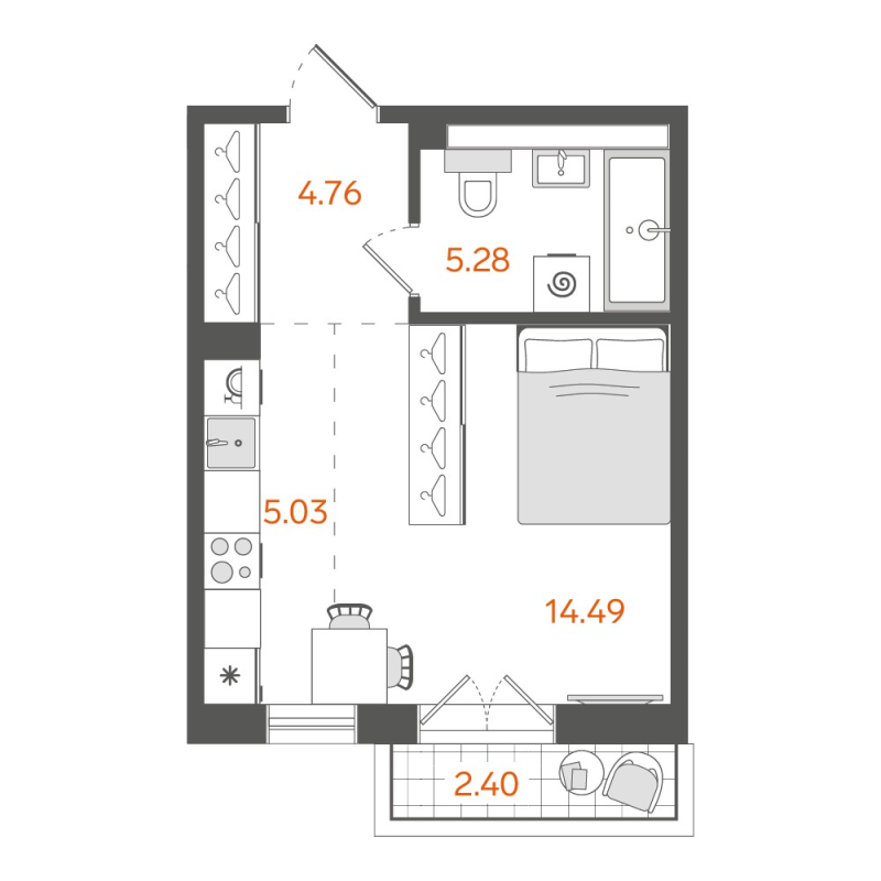 Студия 30 м²