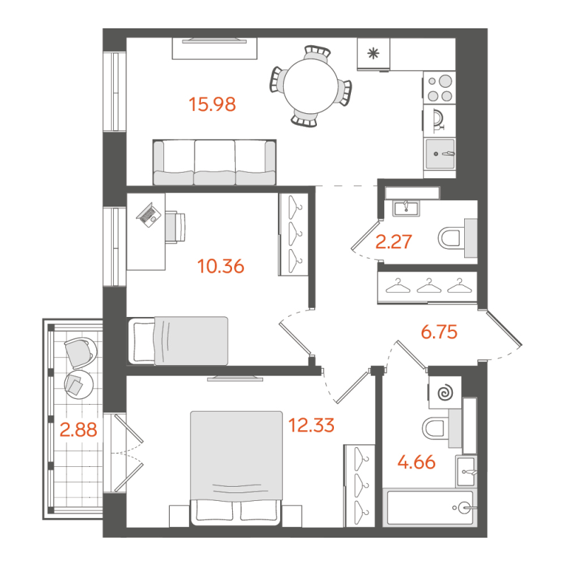 3 ккв (Евро) 52,8 м²