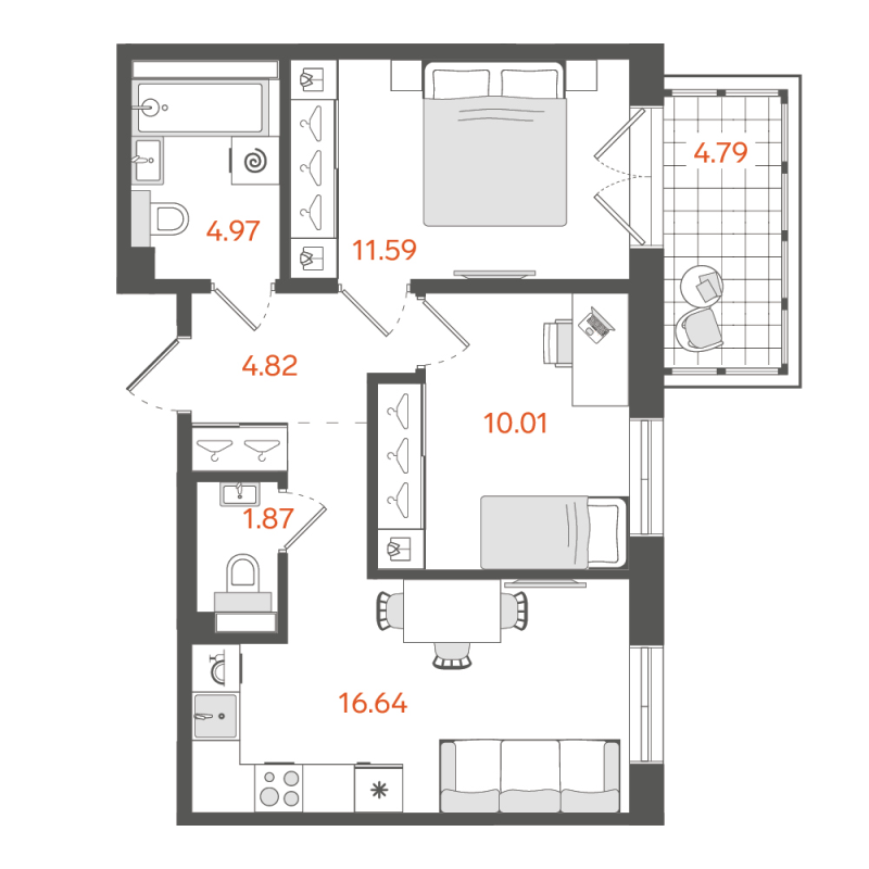 3 ккв (Евро) 51 м²