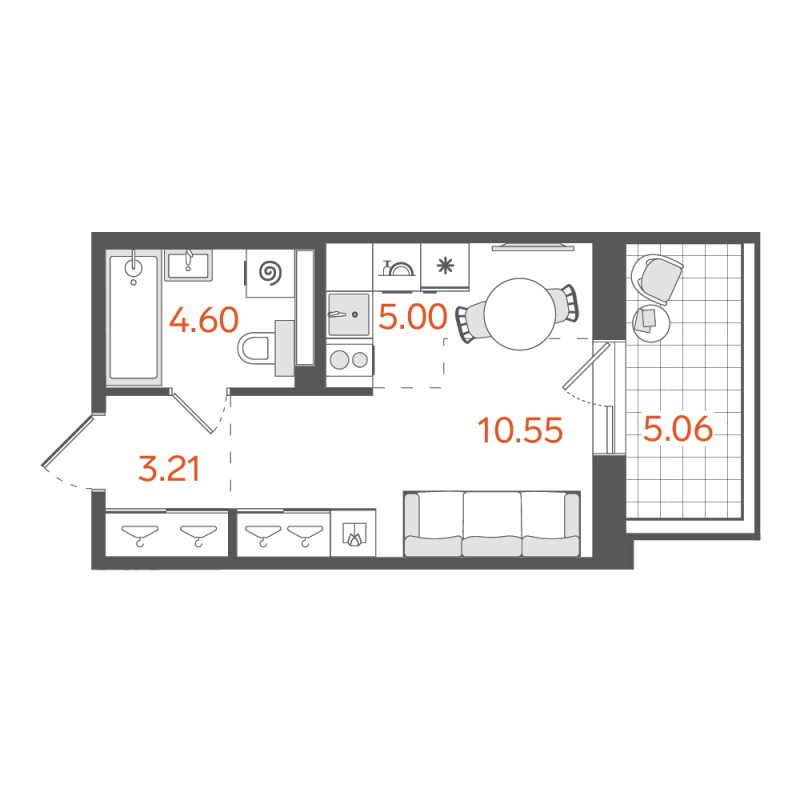 Студия 24,5 м²