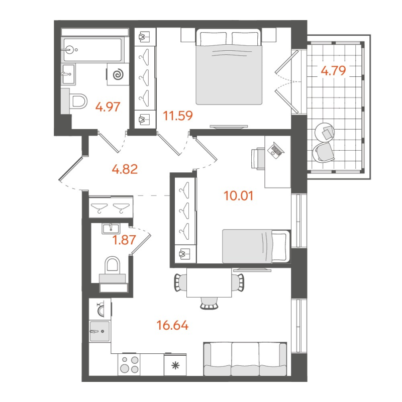 3 ккв (Евро) 51,1 м²