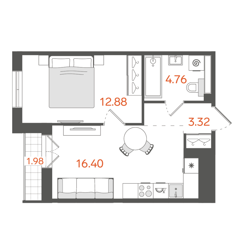 2 ккв (Евро) 38 м²