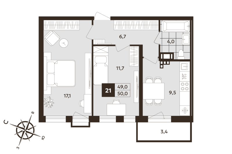 2 ккв 49 м²
